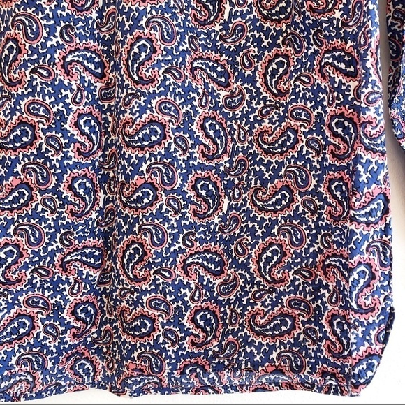 J. CREW Factory NWT Paisley Lace Trimmed Tunic Top Size Small in Coral and Blue - Picture 5 of 13